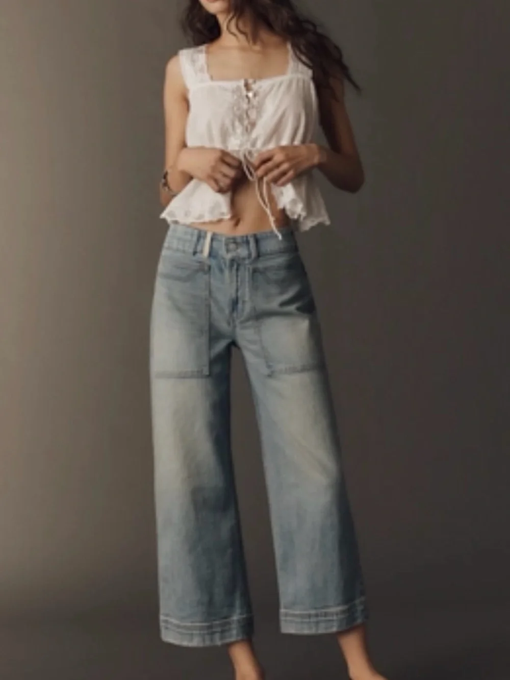 PILCRO OSAKA LOW-SLUNG CROP WIDE-LEG JEANS